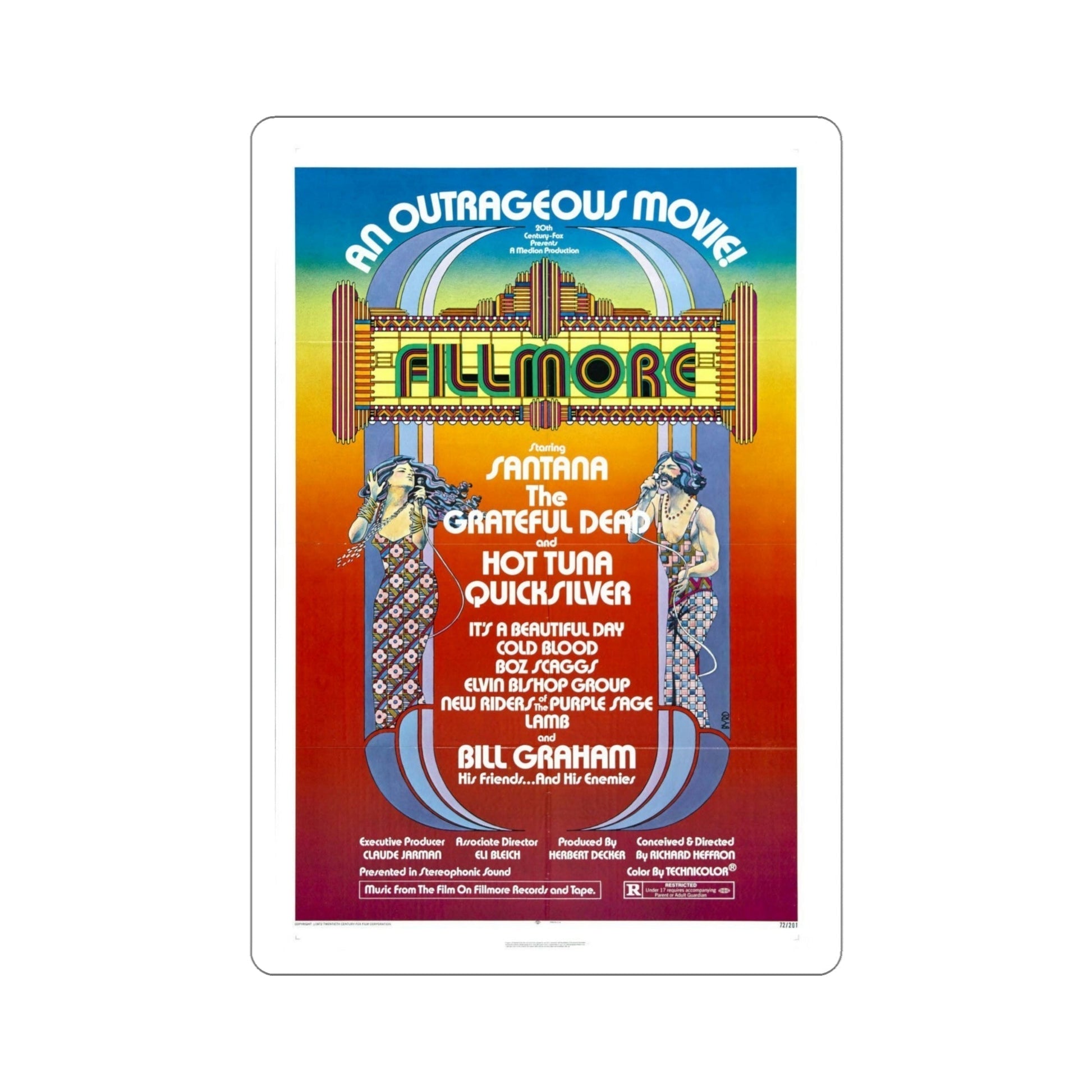 Fillmore 1972 Movie Poster STICKER Vinyl Die-Cut Decal-6 Inch-The Sticker Space