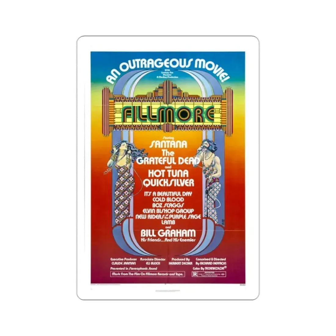 Fillmore 1972 Movie Poster STICKER Vinyl Die-Cut Decal - The Sticker Space