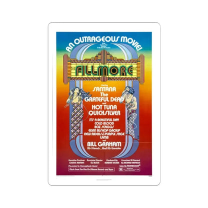 Fillmore 1972 Movie Poster - STICKER Vinyl Kiss-Cut Decal 2 Inch White - The Sticker Space