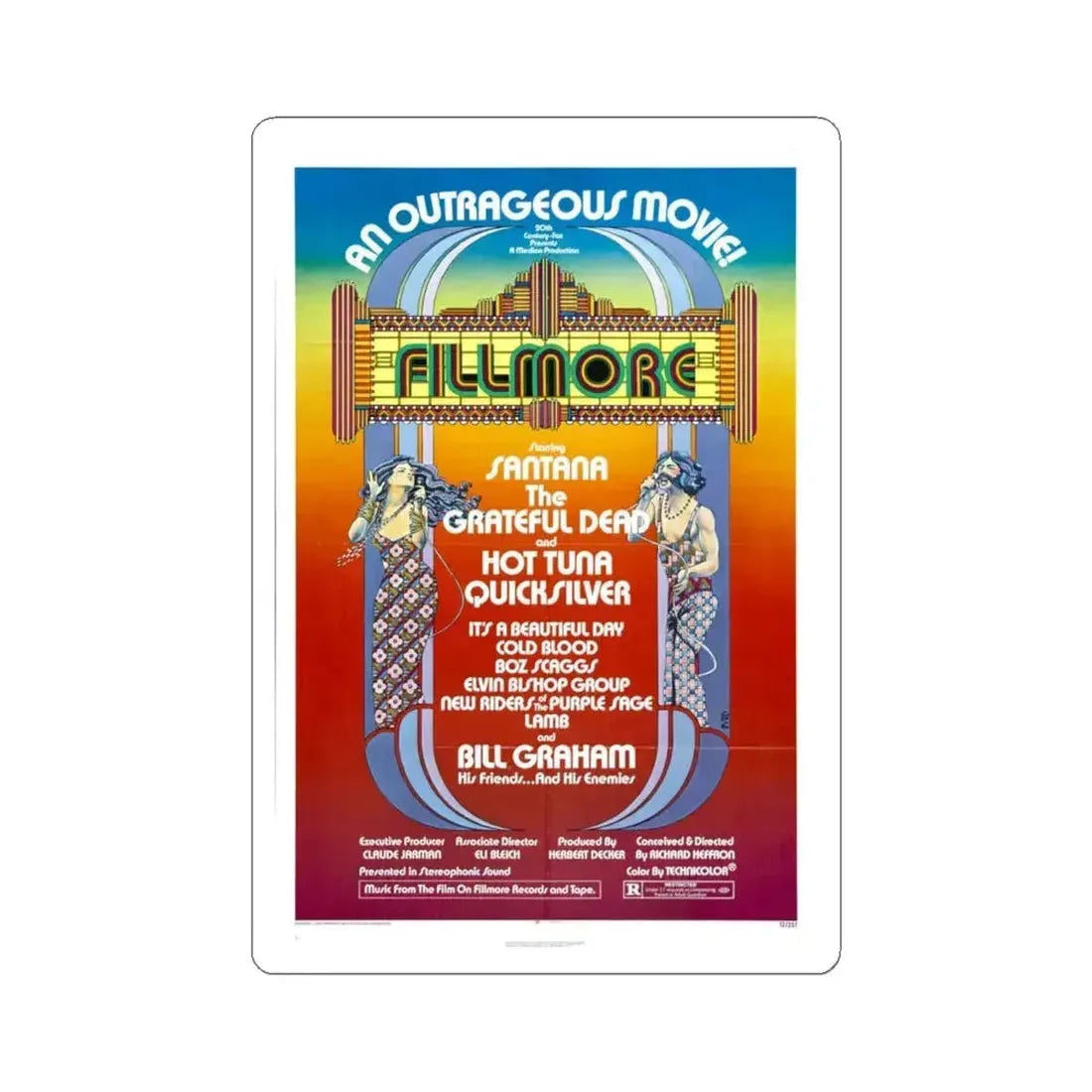 Fillmore 1972 Movie Poster - STICKER Vinyl Kiss-Cut Decal 6 Inch White - The Sticker Space