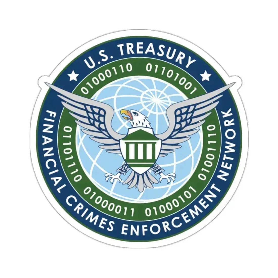 Financial Crimes Enforcement Network 2 - STICKER Vinyl Kiss-Cut Decal 2 Inch White - The Sticker Space