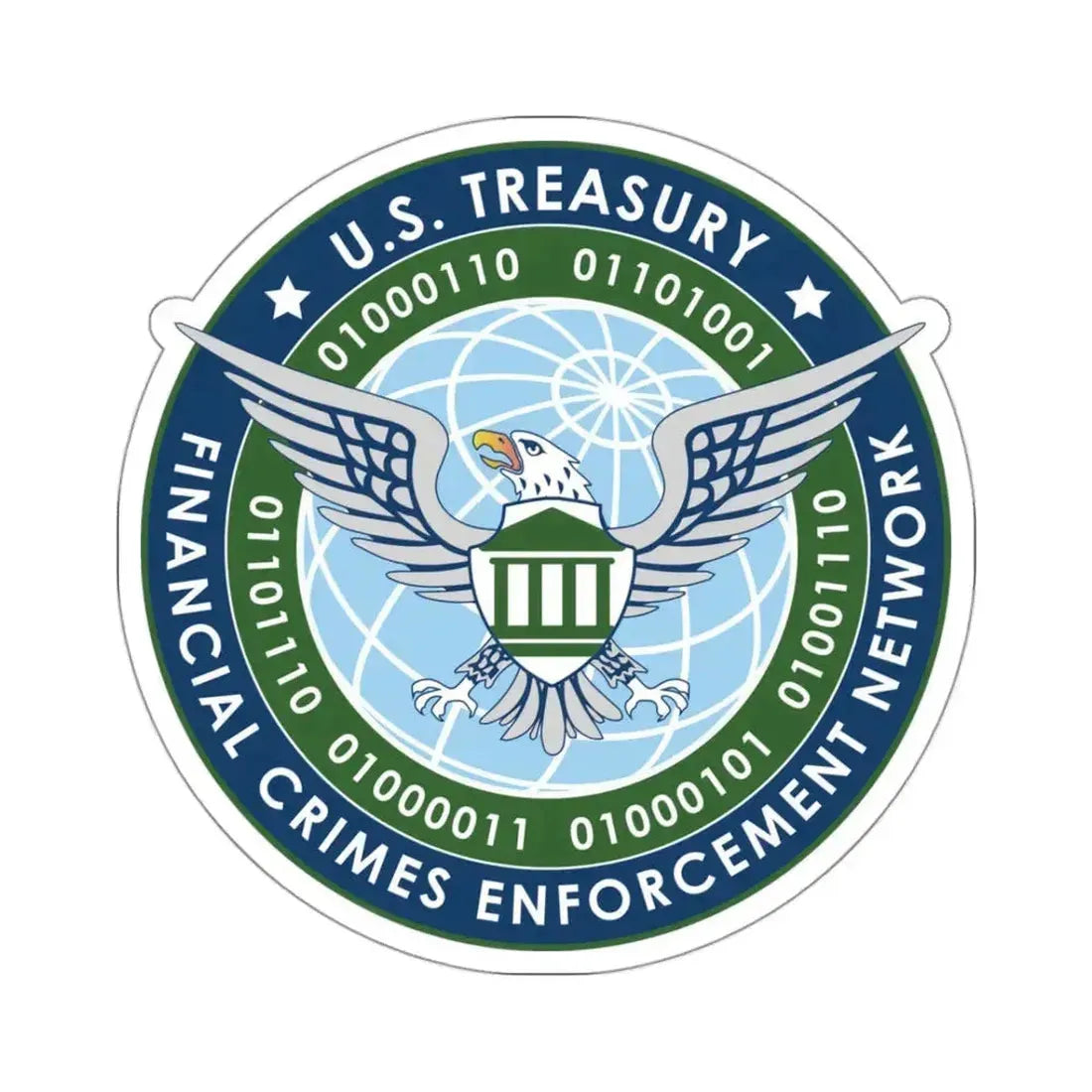 Financial Crimes Enforcement Network 2 - STICKER Vinyl Kiss-Cut Decal 3 Inch White - The Sticker Space