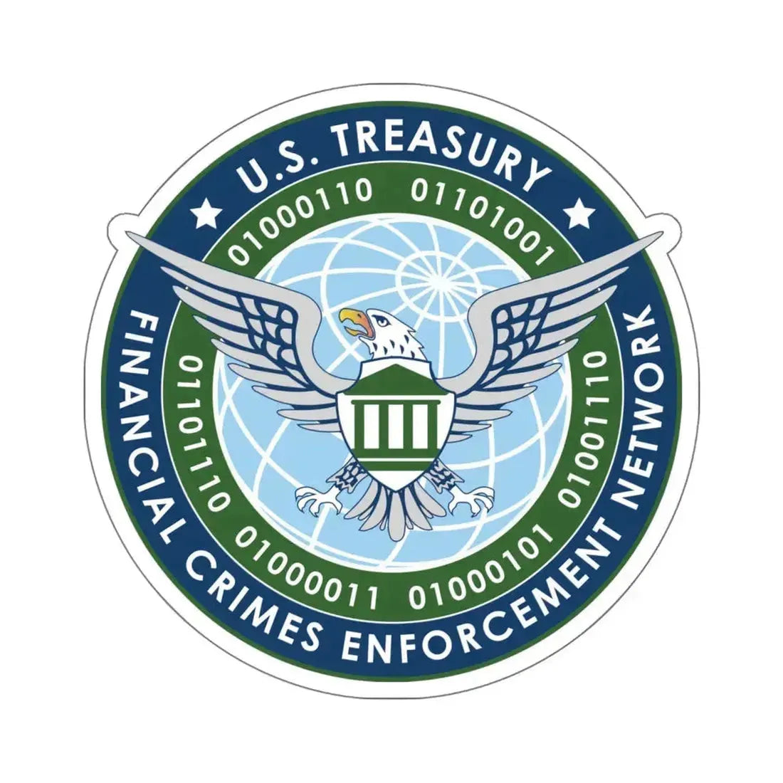 Financial Crimes Enforcement Network 2 - STICKER Vinyl Kiss-Cut Decal 6 Inch White - The Sticker Space