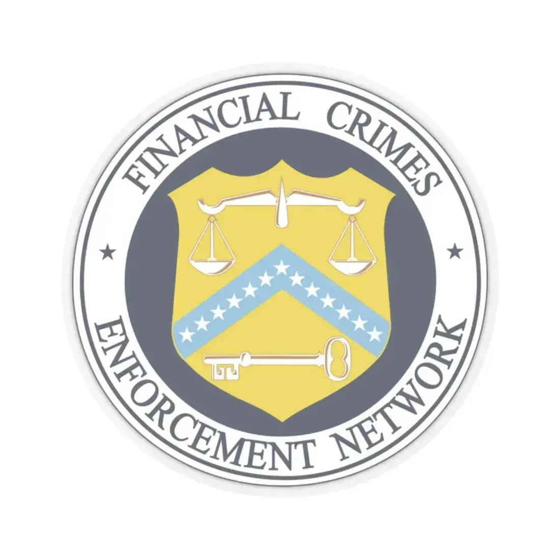 Financial Crimes Enforcement Network 3 - STICKER Vinyl Kiss-Cut Decal 2 Inch Transparent - The Sticker Space