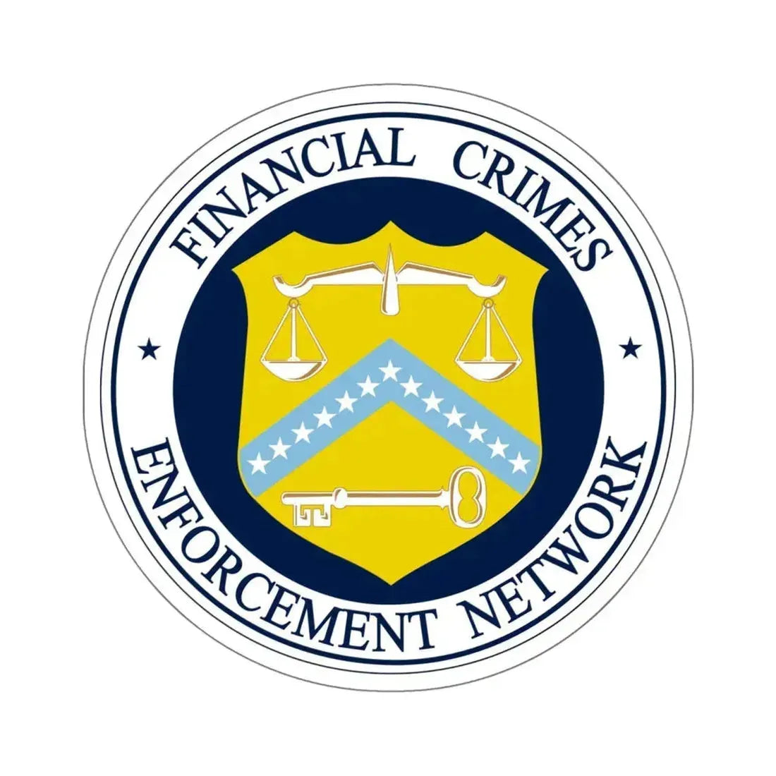 Financial Crimes Enforcement Network 3 - STICKER Vinyl Kiss-Cut Decal 6 Inch White - The Sticker Space