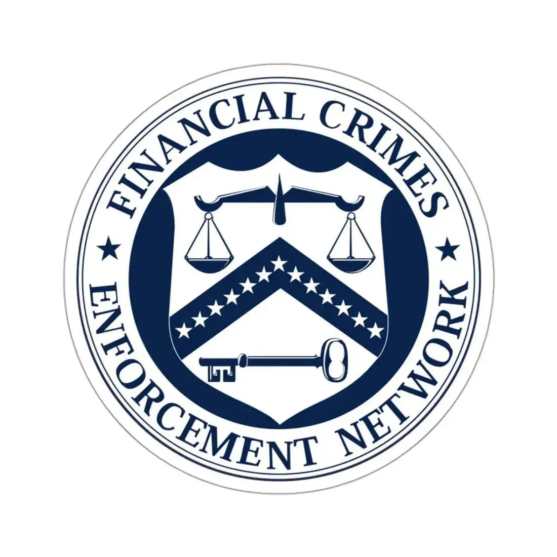 Financial Crimes Enforcement Network - STICKER Vinyl Kiss-Cut Decal 3 Inch White - The Sticker Space