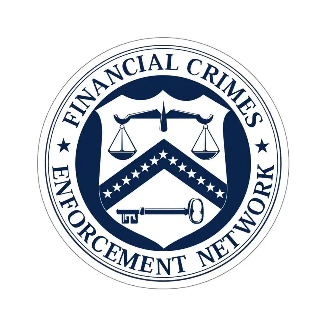 Financial Crimes Enforcement Network - STICKER Vinyl Kiss-Cut Decal 4 Inch White - The Sticker Space
