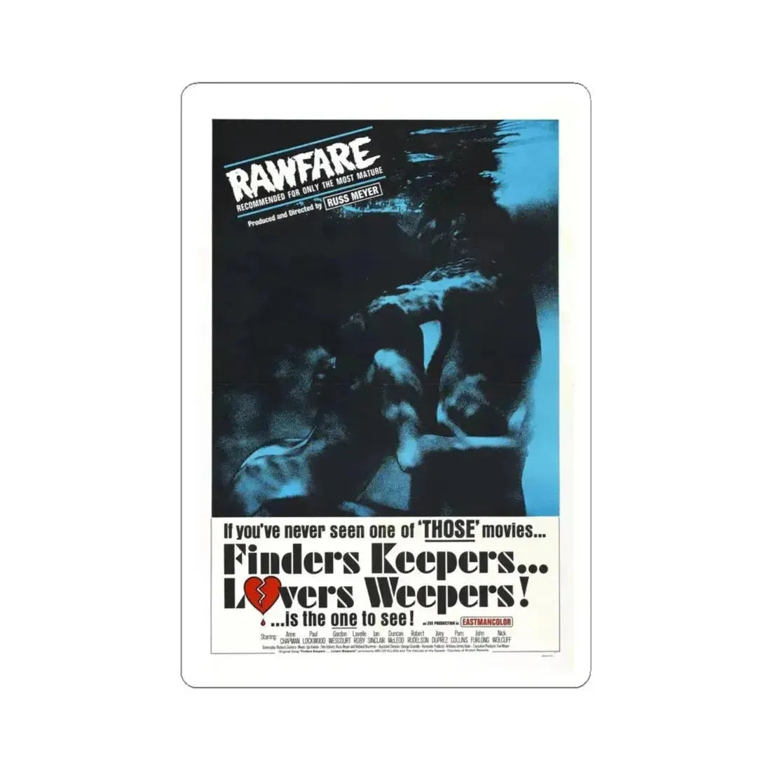 FINDERS KEEPERS, LOVERS WEEPERS 1968 Movie Poster - STICKER Vinyl Kiss-Cut Decal 6 Inch White - The Sticker Space