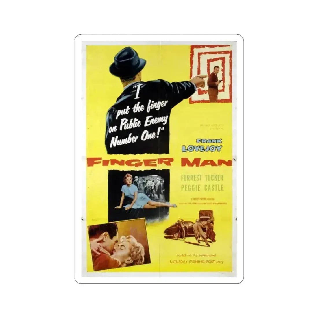 Finger Man 1955 Movie Poster - STICKER Vinyl Kiss-Cut Decal 3 Inch White - The Sticker Space