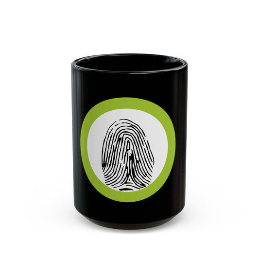 Fingerprinting (Boy Scout Merit Badge) Black Coffee Mug-15oz-The Sticker Space