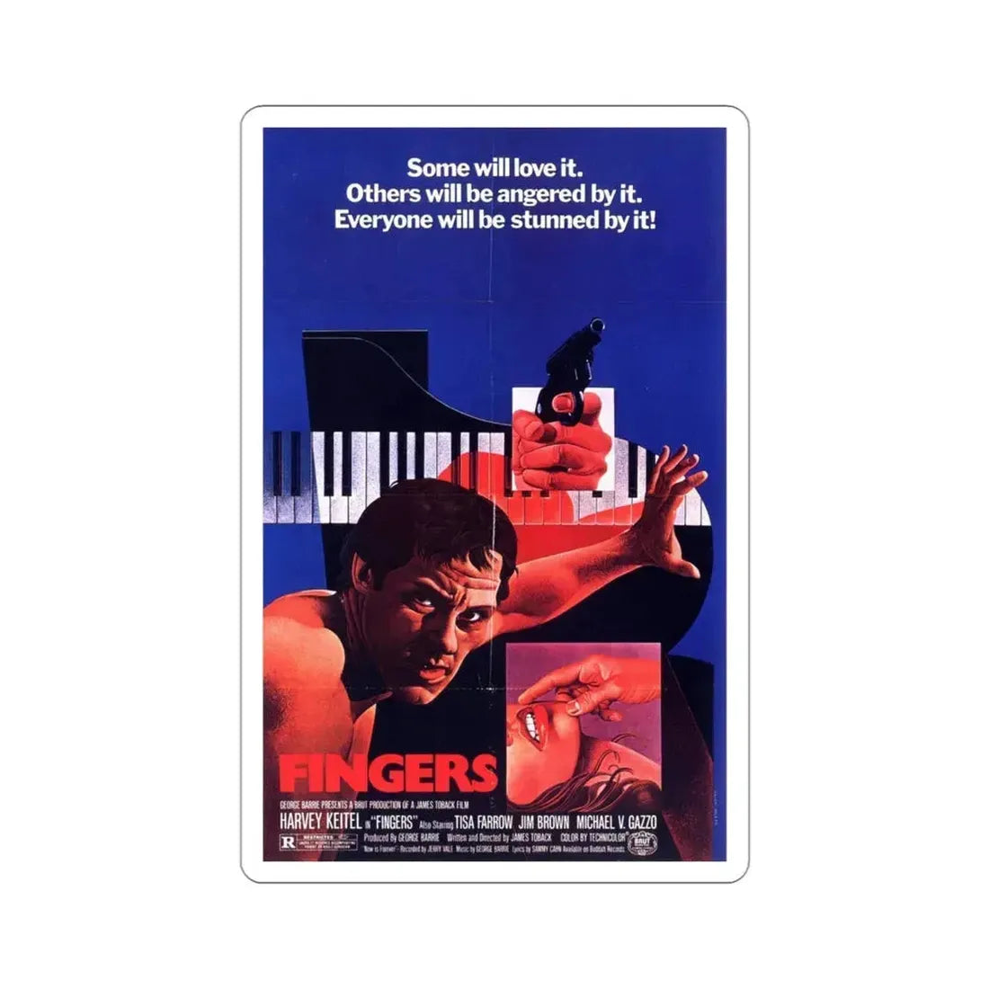 Fingers 1978 Movie Poster STICKER Vinyl Die-Cut Decal 4 Inch - The Sticker Space