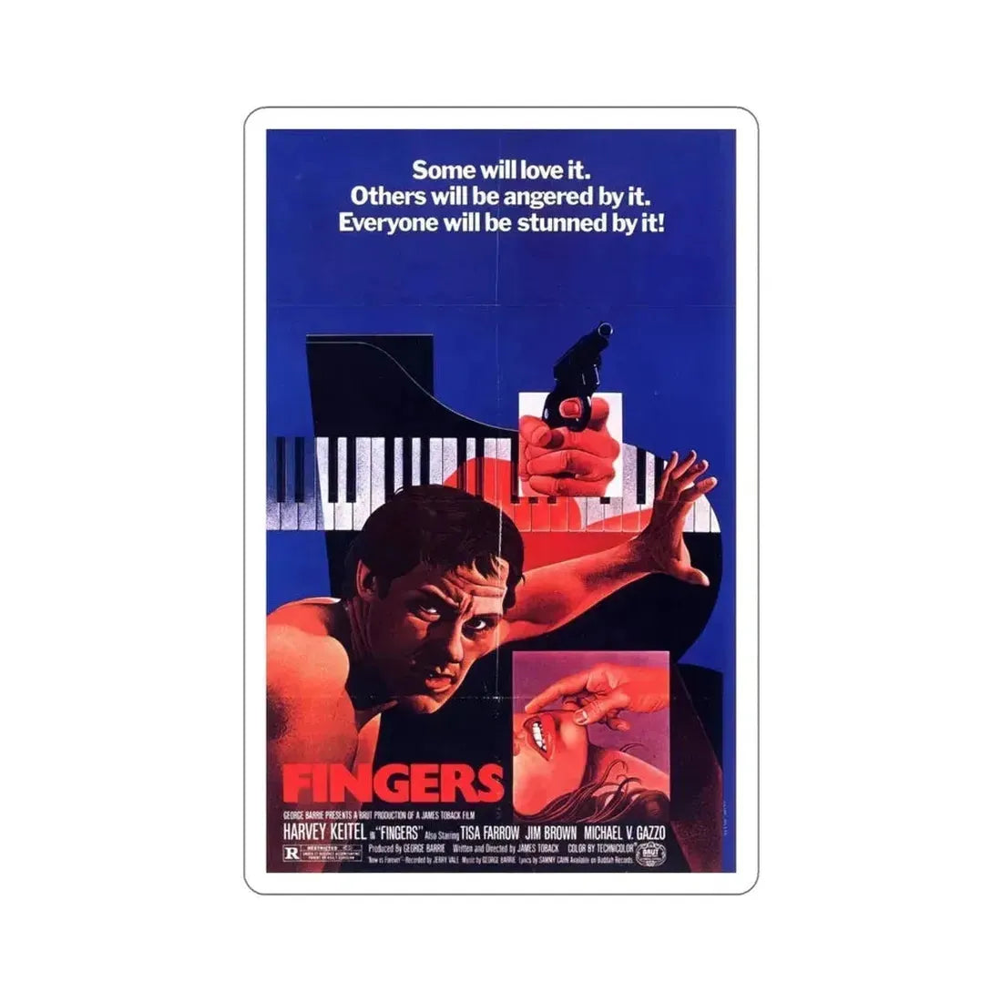 Fingers 1978 Movie Poster STICKER Vinyl Die-Cut Decal - The Sticker Space