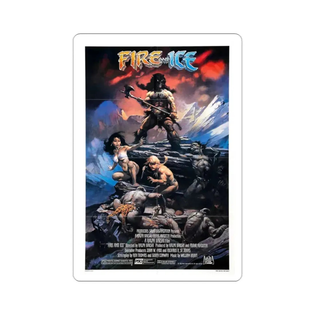 Fire and Ice 1983 Movie Poster STICKER Vinyl Die-Cut Decal 2 Inch - The Sticker Space