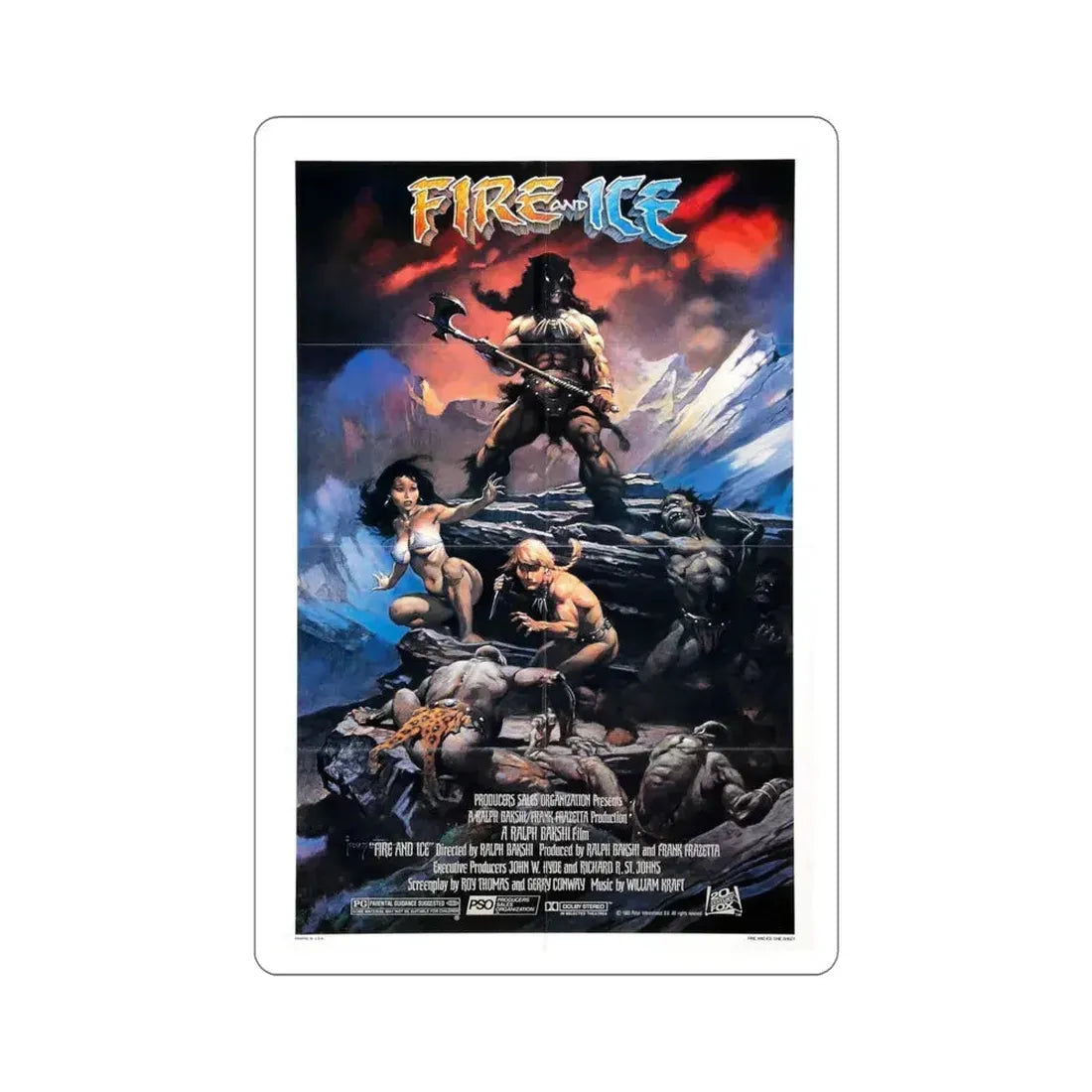 Fire and Ice 1983 Movie Poster STICKER Vinyl Die-Cut Decal 6 Inch - The Sticker Space