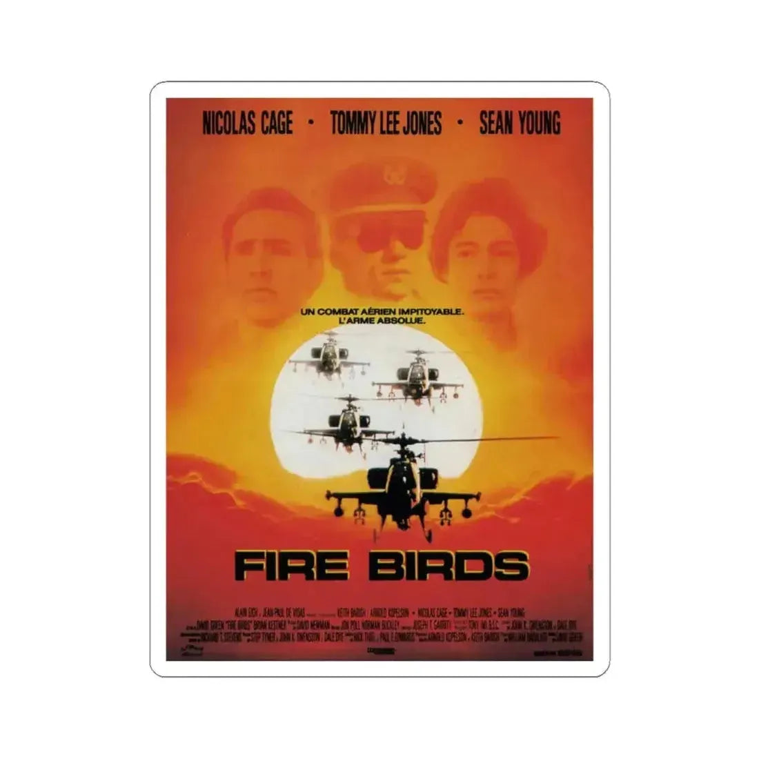 Fire Birds 1990 Movie Poster - STICKER Vinyl Kiss-Cut Decal 4 Inch White - The Sticker Space