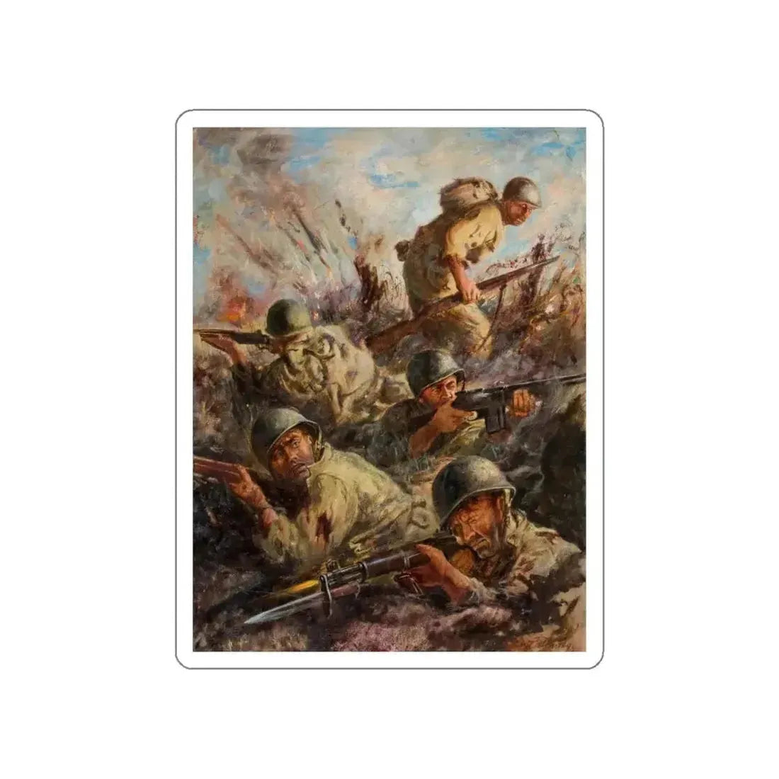 Fire Fight, story illustration (Magazine Illustration) STICKER Vinyl Die-Cut Decal - The Sticker Space