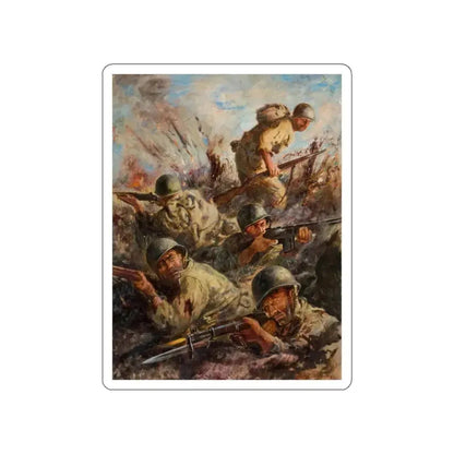 Fire Fight, story illustration (Magazine Illustration) STICKER Vinyl Die-Cut Decal White Die-Cut 3 Inch - The Sticker Space