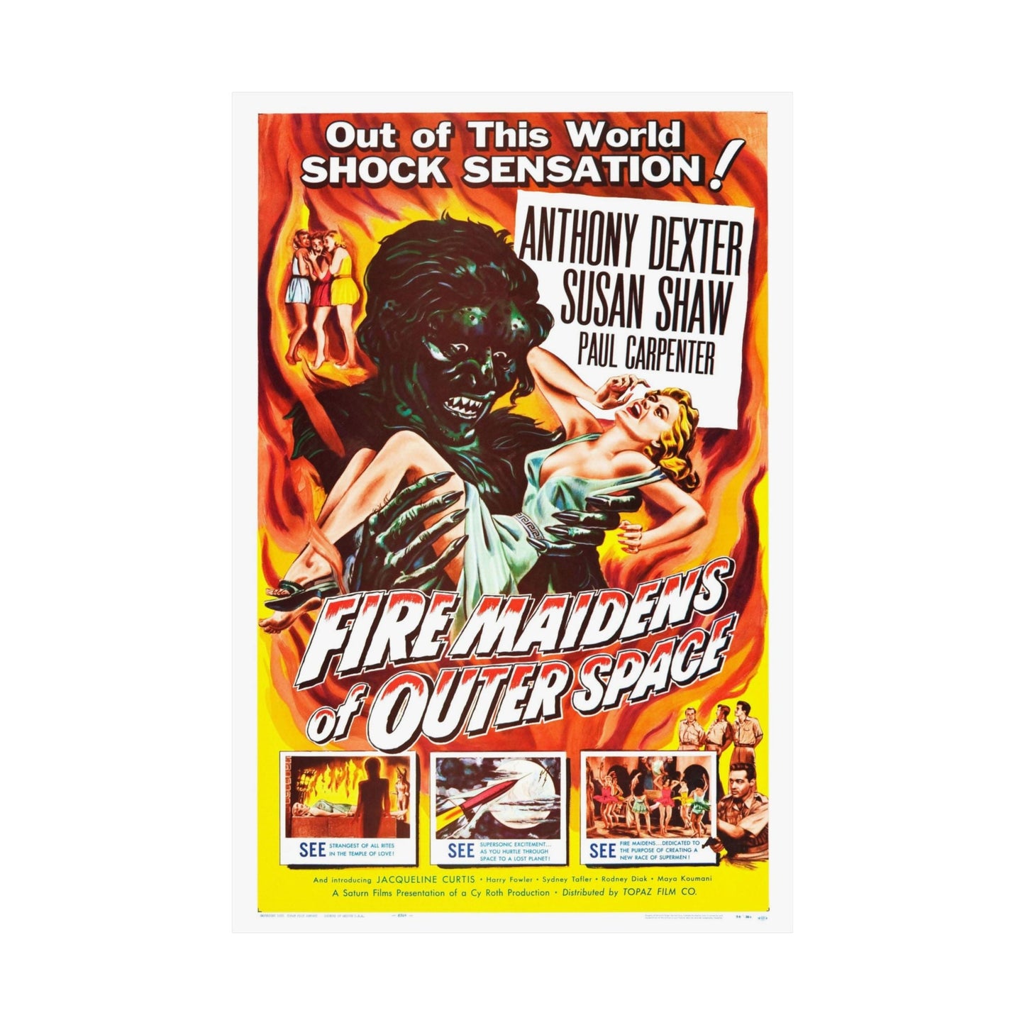 FIRE MAIDENS OF OUTER SPACE 1956 - Paper Movie Poster-The Sticker Space