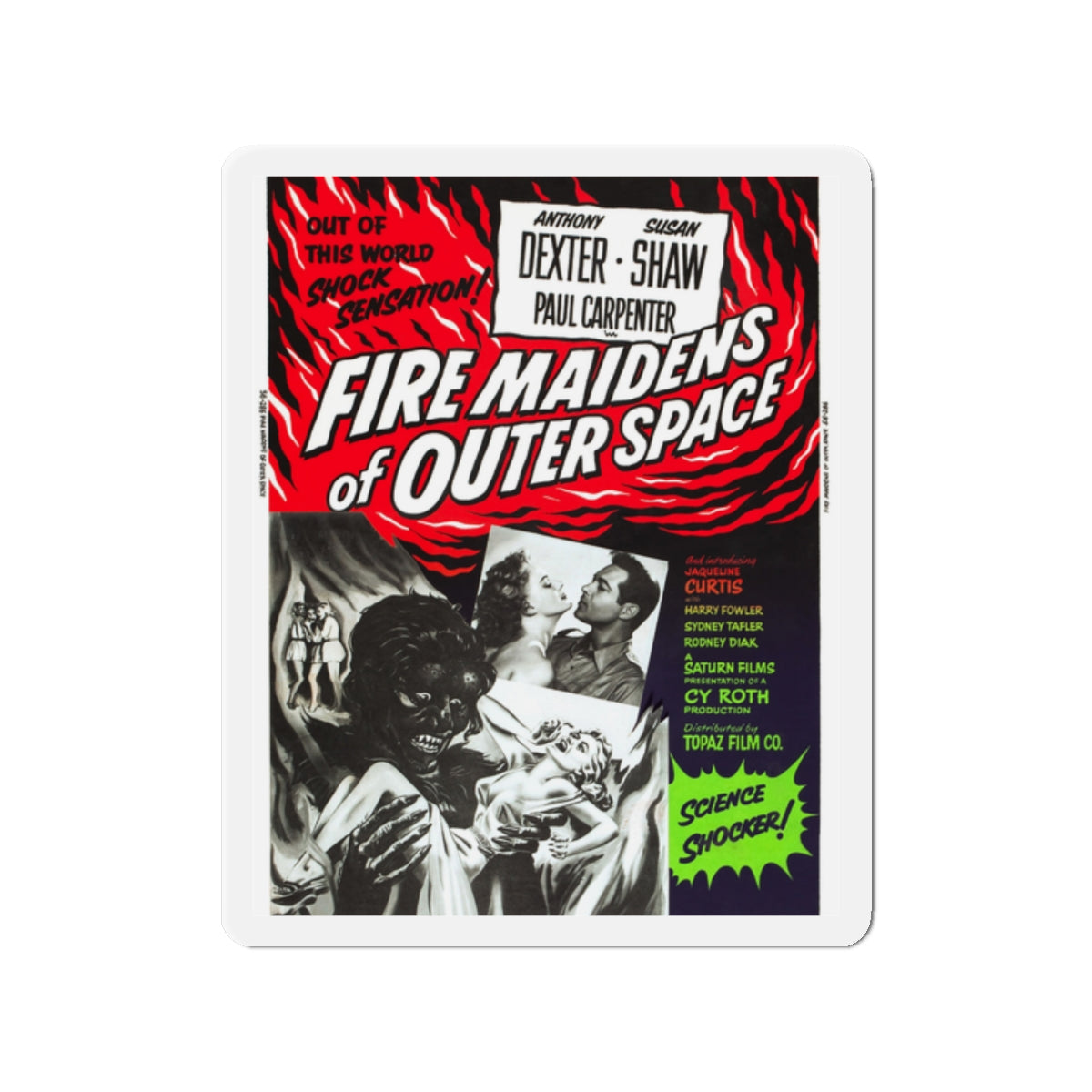 FIRE MAIDENS OF OUTER SPACE (2) 1956 Movie Poster - Die-Cut Magnet-2" x 2"-The Sticker Space