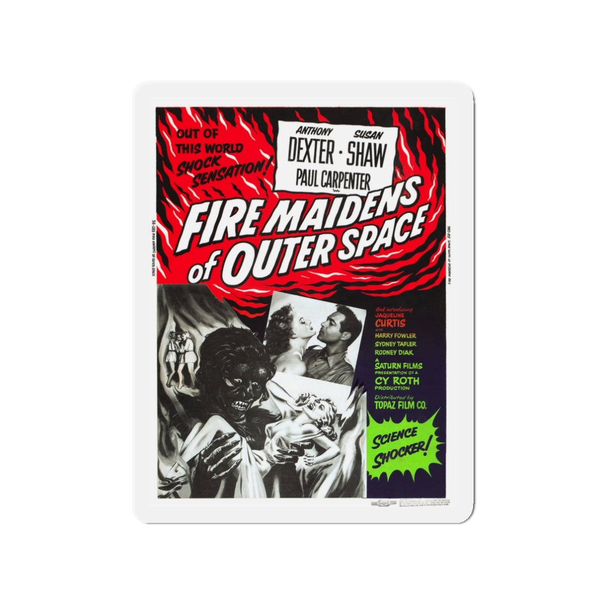 FIRE MAIDENS OF OUTER SPACE (2) 1956 Movie Poster - Die-Cut Magnet-3" x 3"-The Sticker Space