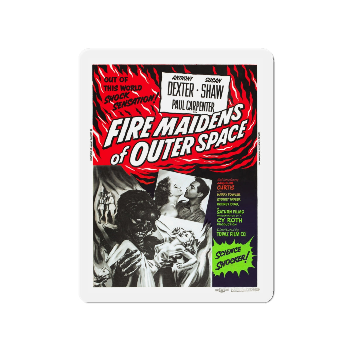 FIRE MAIDENS OF OUTER SPACE (2) 1956 Movie Poster - Die-Cut Magnet-4" x 4"-The Sticker Space