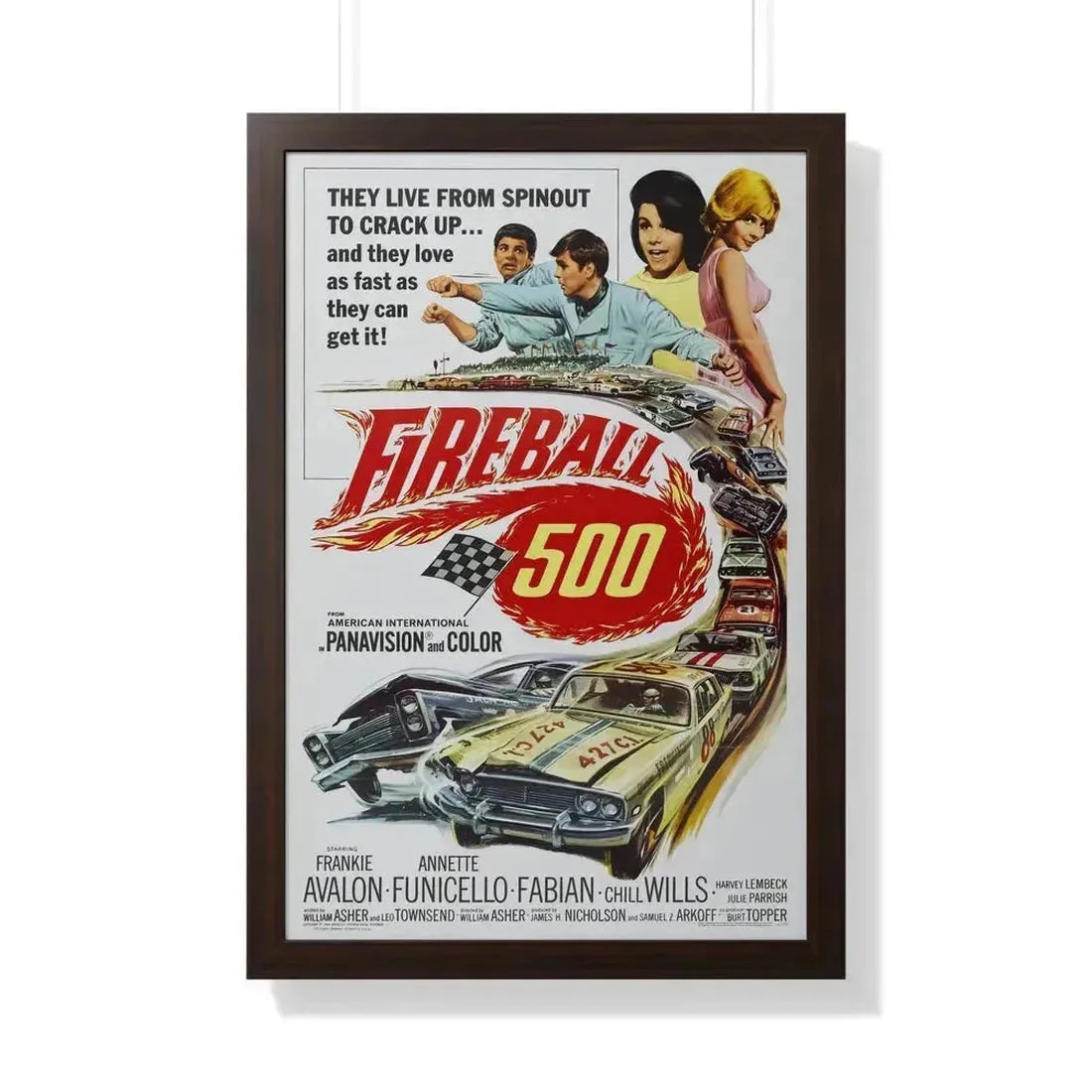 FIREBALL 500 1966 - Framed Movie Poster 20" x 30" Walnut - The Sticker Space
