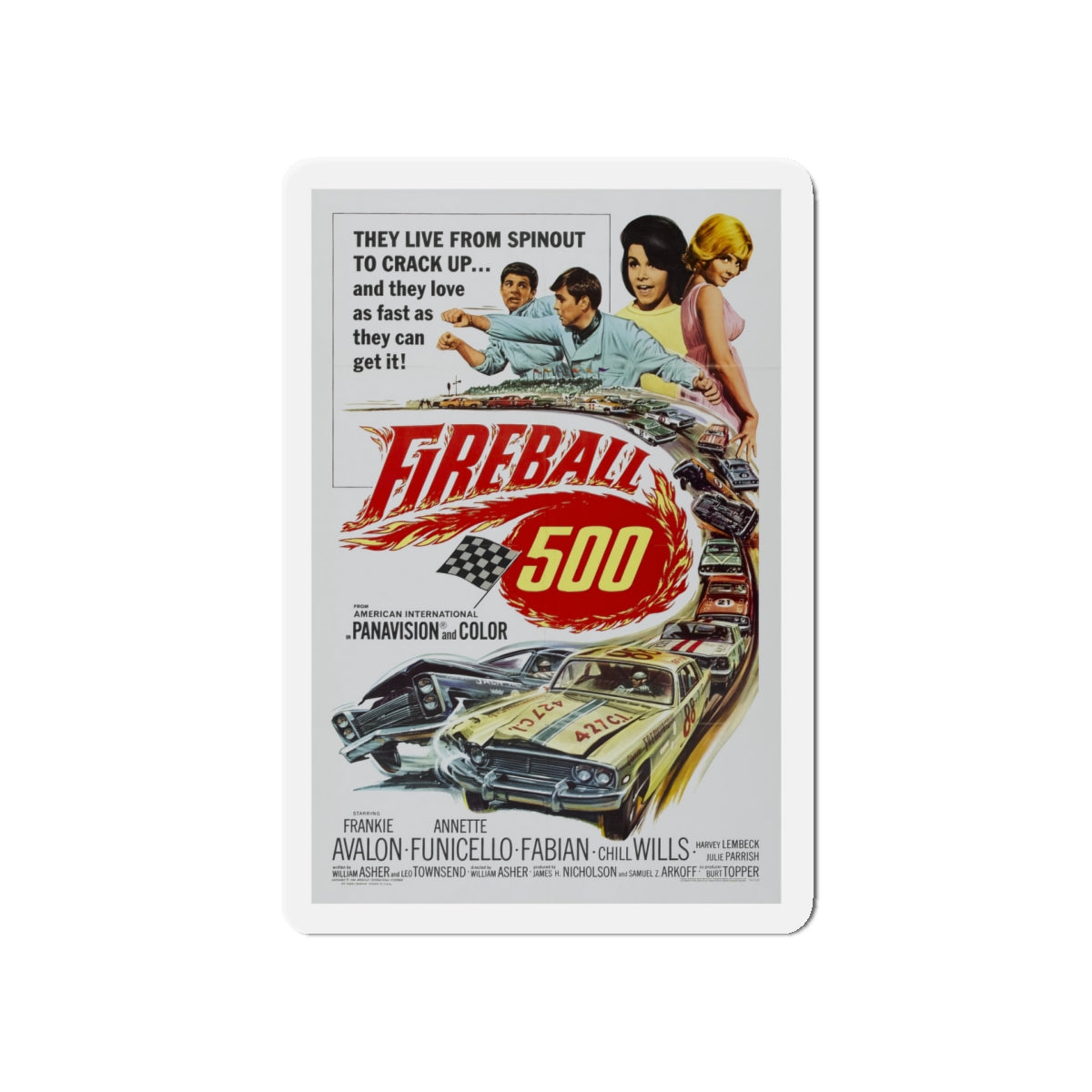 FIREBALL 500 1966 Movie Poster - Die-Cut Magnet-5" x 5"-The Sticker Space