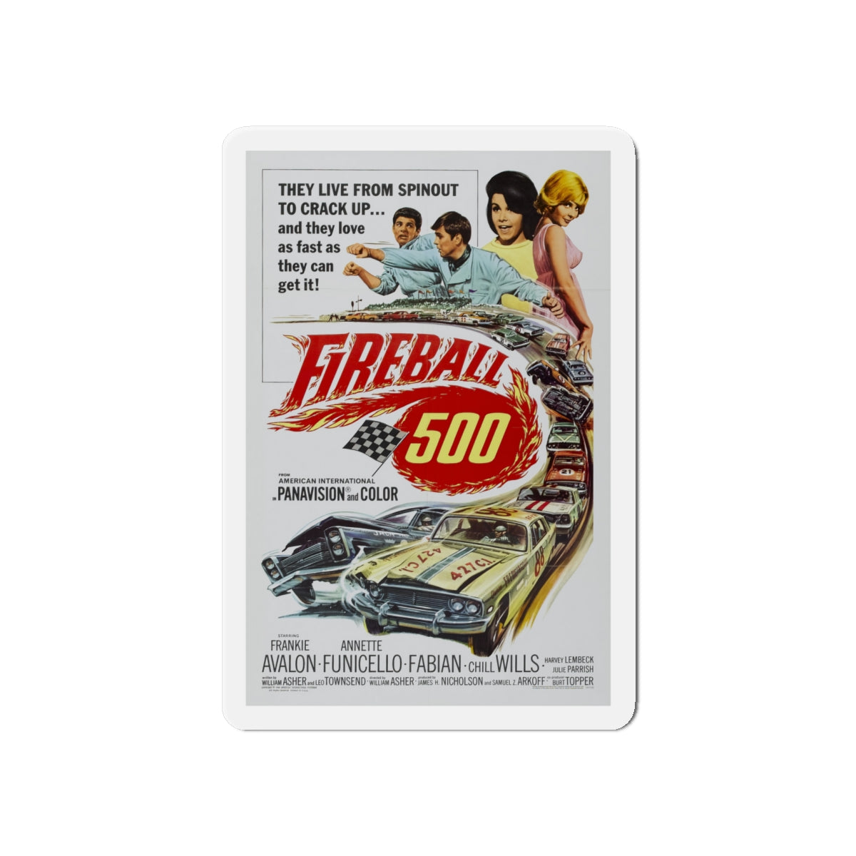 FIREBALL 500 1966 Movie Poster - Die-Cut Magnet-6 × 6"-The Sticker Space