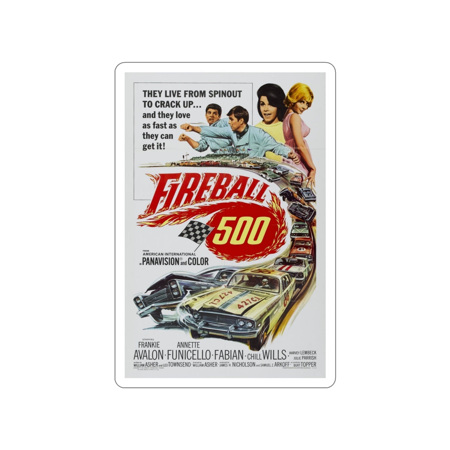 FIREBALL 500 1966 Movie Poster STICKER Vinyl Die-Cut Decal-3 Inch-The Sticker Space