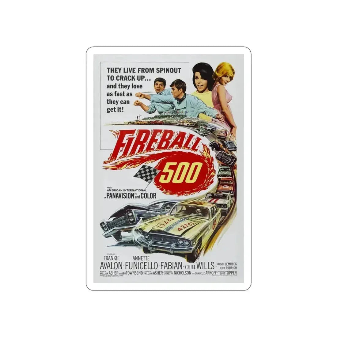 FIREBALL 500 1966 Movie Poster STICKER Vinyl Die-Cut Decal - The Sticker Space