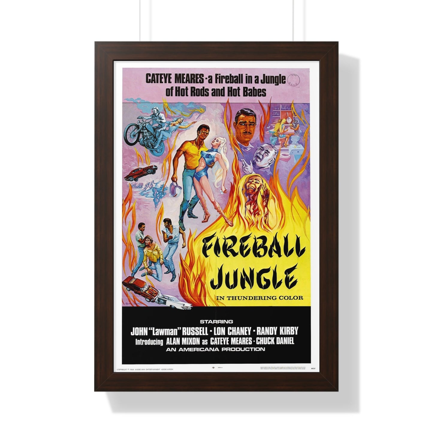 FIREBALL JUNGLE 1969 - Framed Movie Poster-16″ x 24″-The Sticker Space