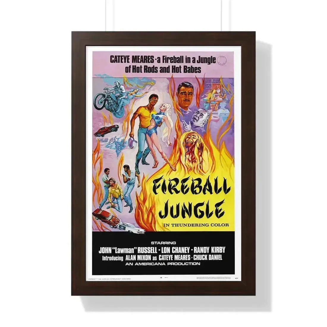 FIREBALL JUNGLE 1969 - Framed Movie Poster 16″ x 24″ Walnut - The Sticker Space