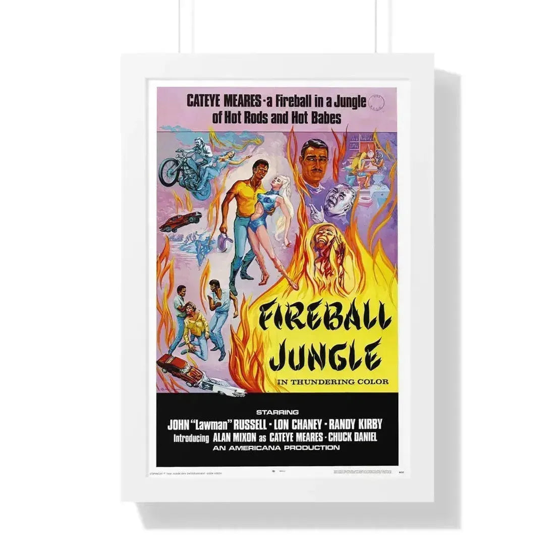 FIREBALL JUNGLE 1969 - Framed Movie Poster 16″ x 24″ White - The Sticker Space