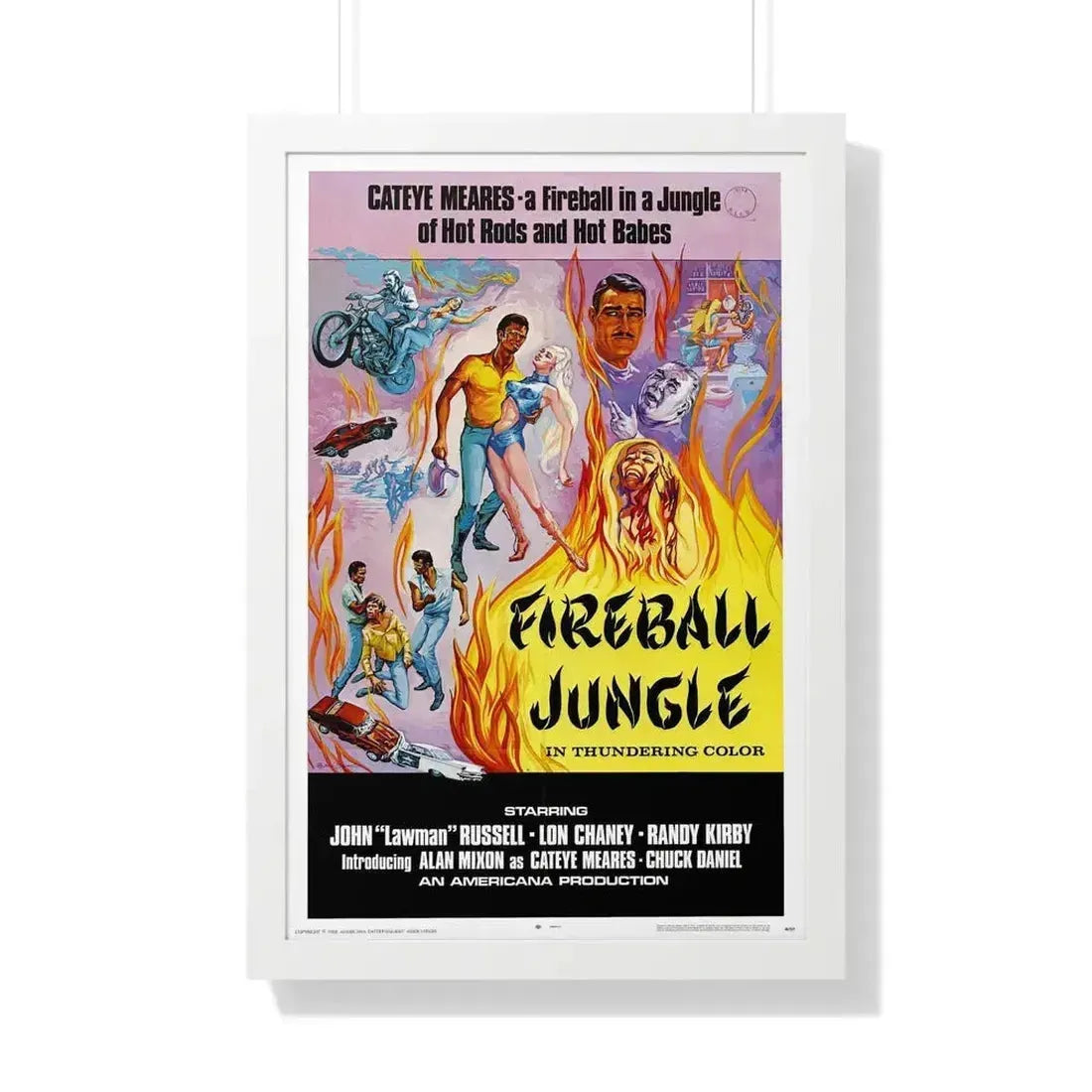 FIREBALL JUNGLE 1969 - Framed Movie Poster 20" x 30" White - The Sticker Space
