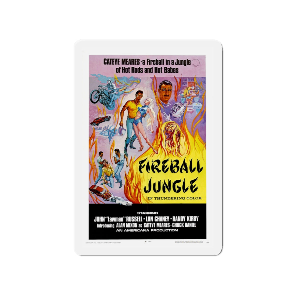 FIREBALL JUNGLE 1969 Movie Poster - Die-Cut Magnet-3" x 3"-The Sticker Space