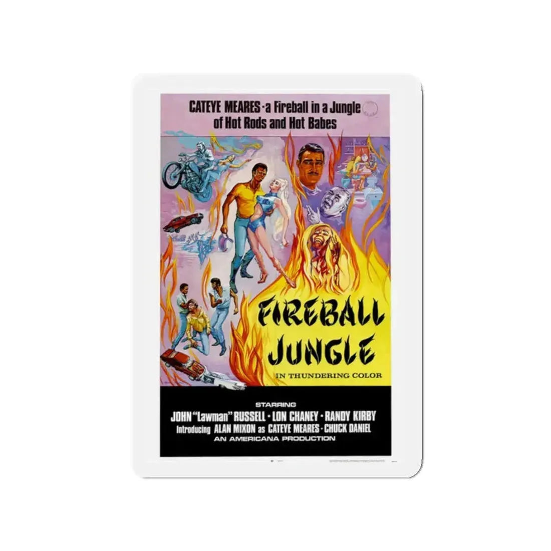 FIREBALL JUNGLE 1969 Movie Poster - Refrigerator Magnet 2 Inch - The Sticker Space