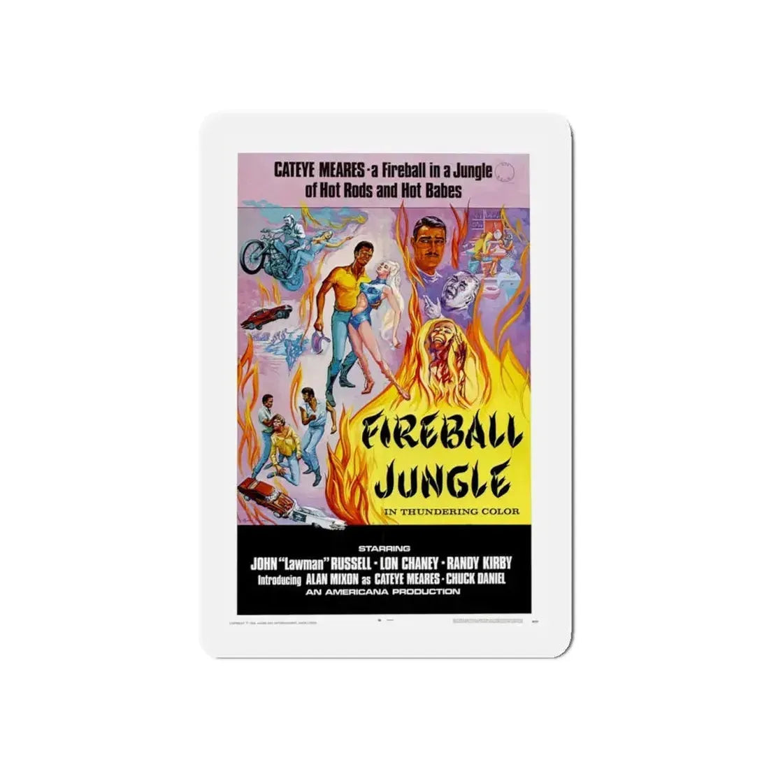 FIREBALL JUNGLE 1969 Movie Poster - Refrigerator Magnet 5 Inch - The Sticker Space