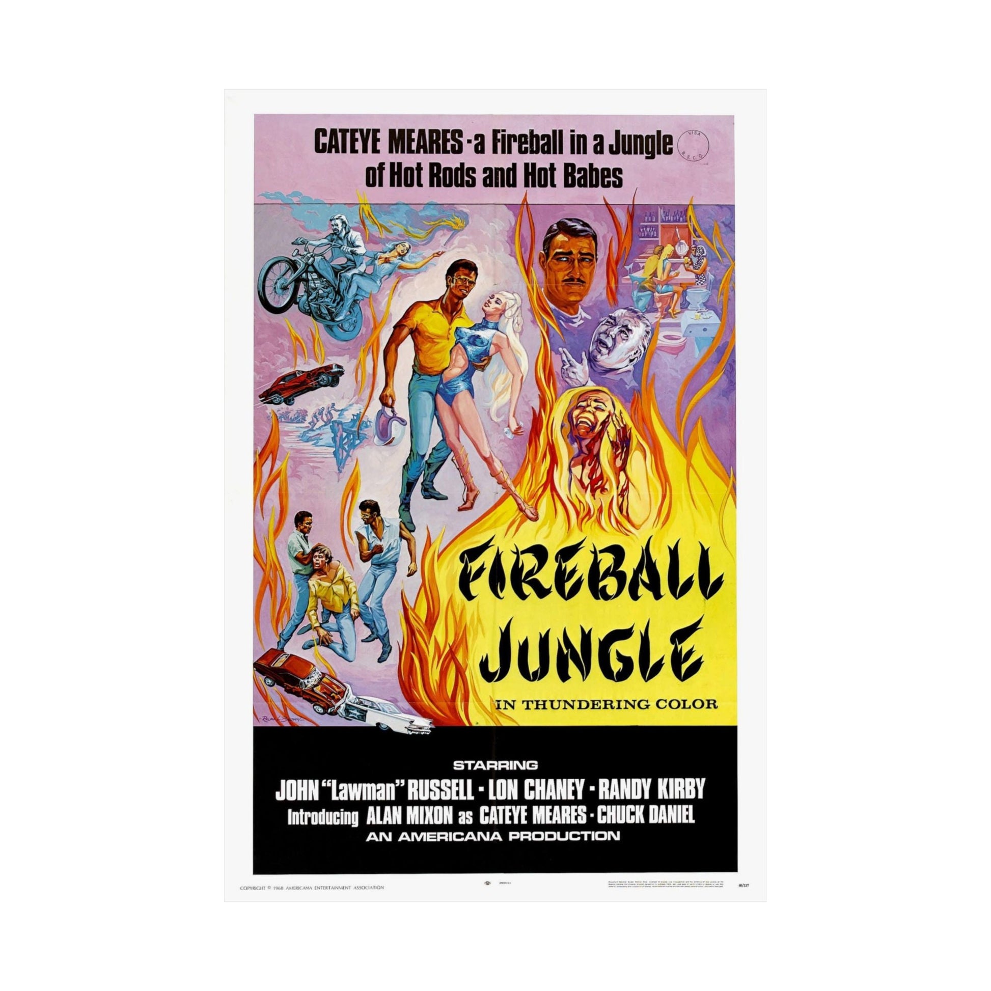 FIREBALL JUNGLE 1969 - Paper Movie Poster-The Sticker Space