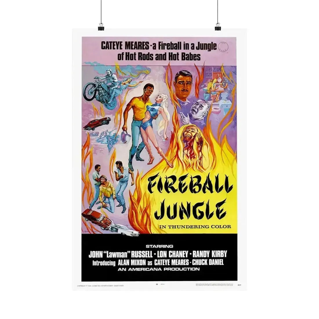 FIREBALL JUNGLE 1969 - Paper Movie Poster - The Sticker Space
