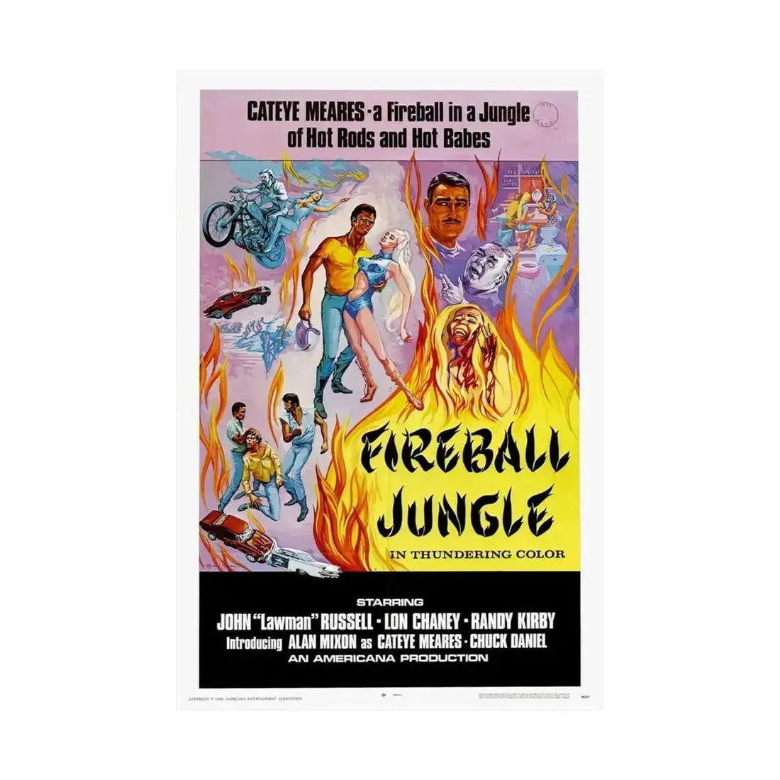 FIREBALL JUNGLE 1969 - Paper Movie Poster - The Sticker Space