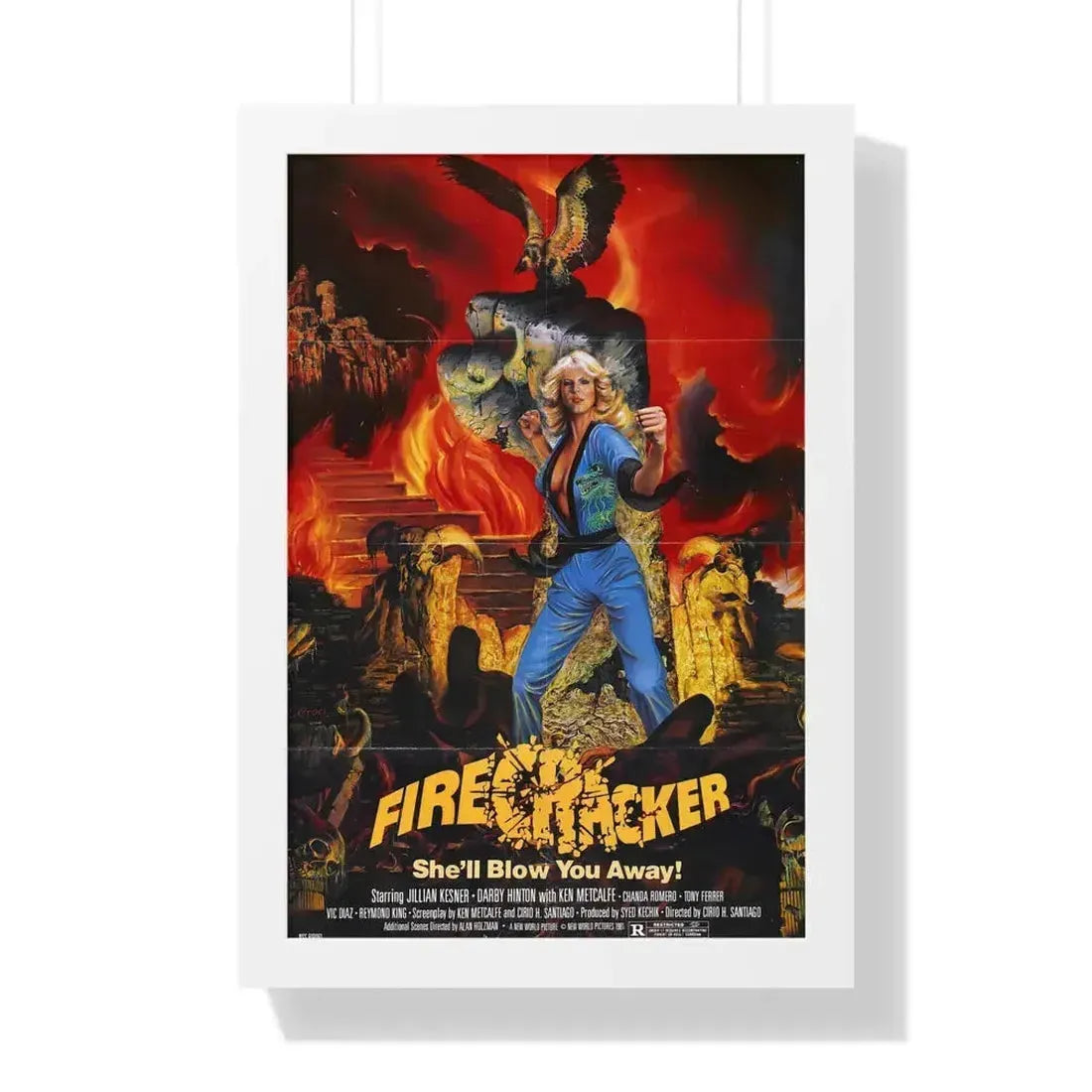 FIRECRACKER 1981 - Framed Movie Poster 16″ x 24″ White - The Sticker Space