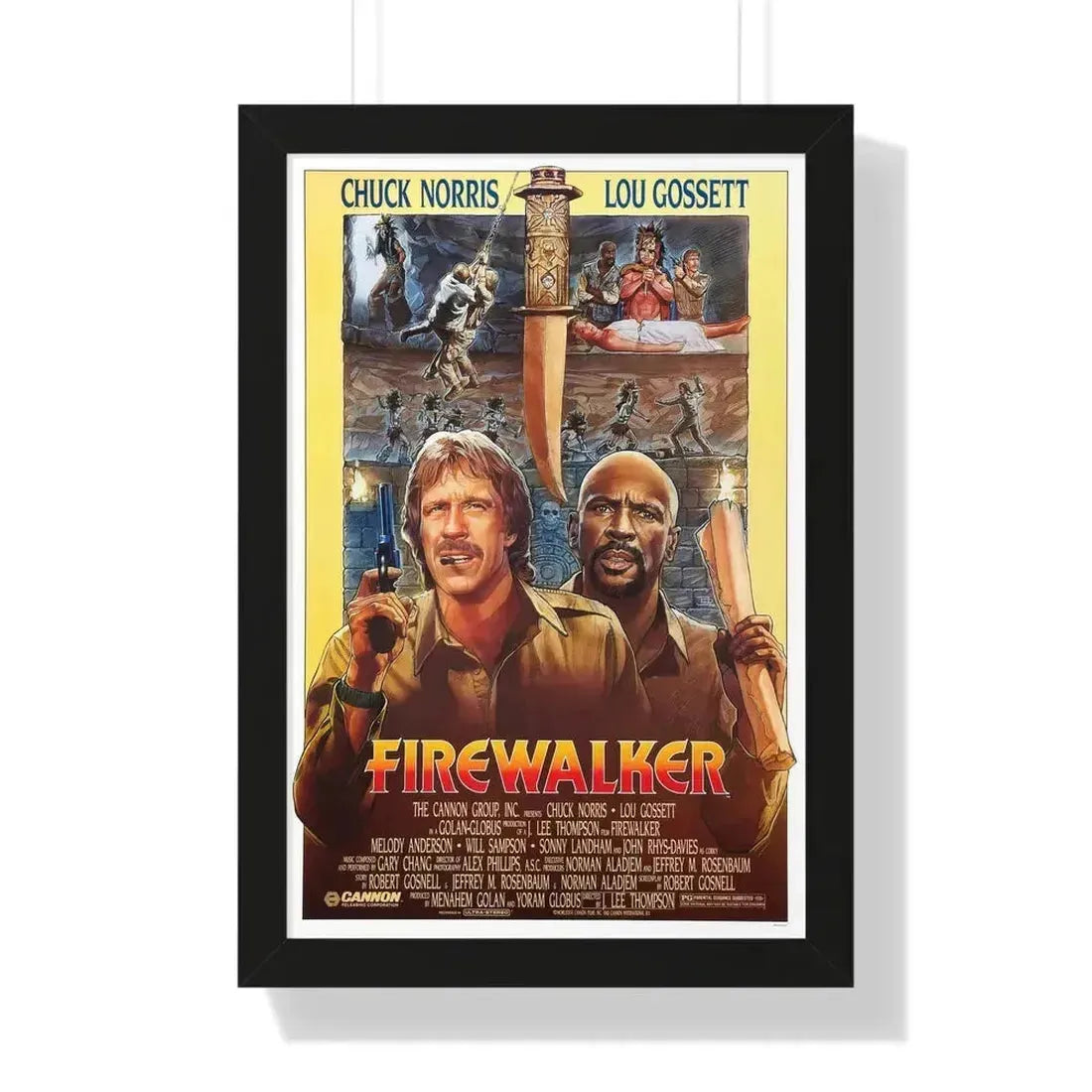 FIREWALKER 1986 - Framed Movie Poster 16″ x 24″ Black - The Sticker Space