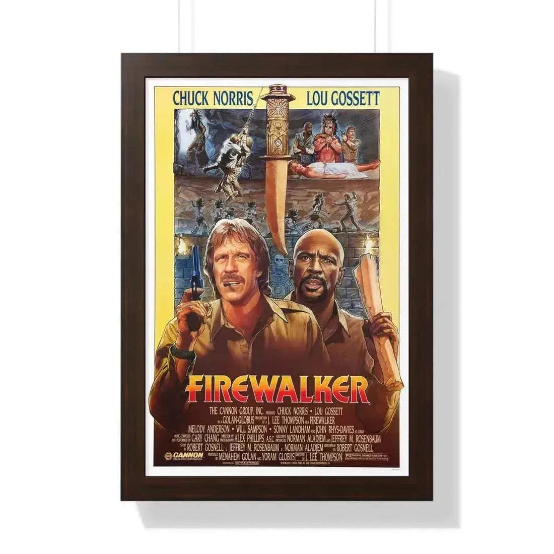 FIREWALKER 1986 - Framed Movie Poster 16″ x 24″ Walnut - The Sticker Space