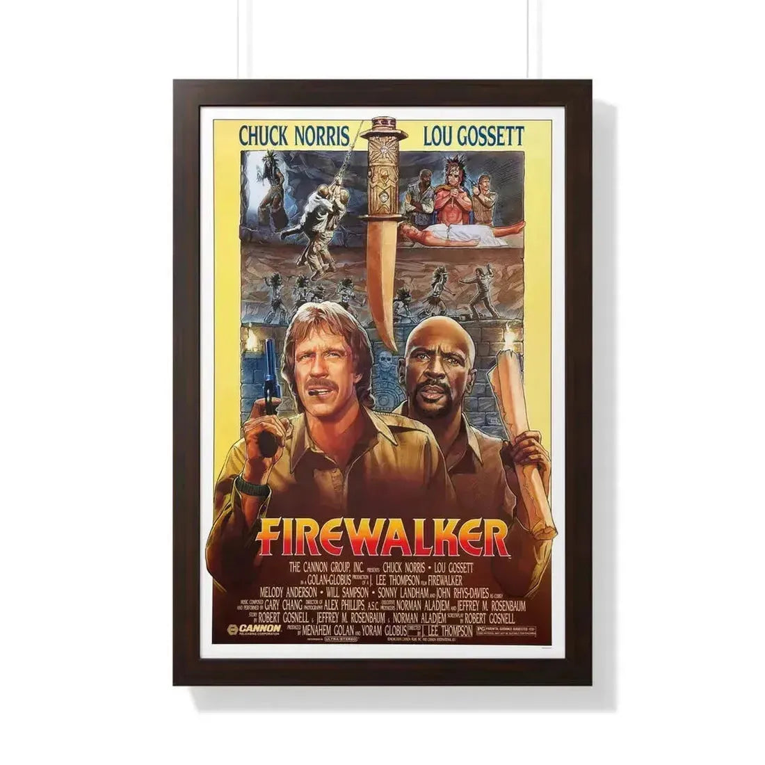 FIREWALKER 1986 - Framed Movie Poster 20" x 30" Walnut - The Sticker Space
