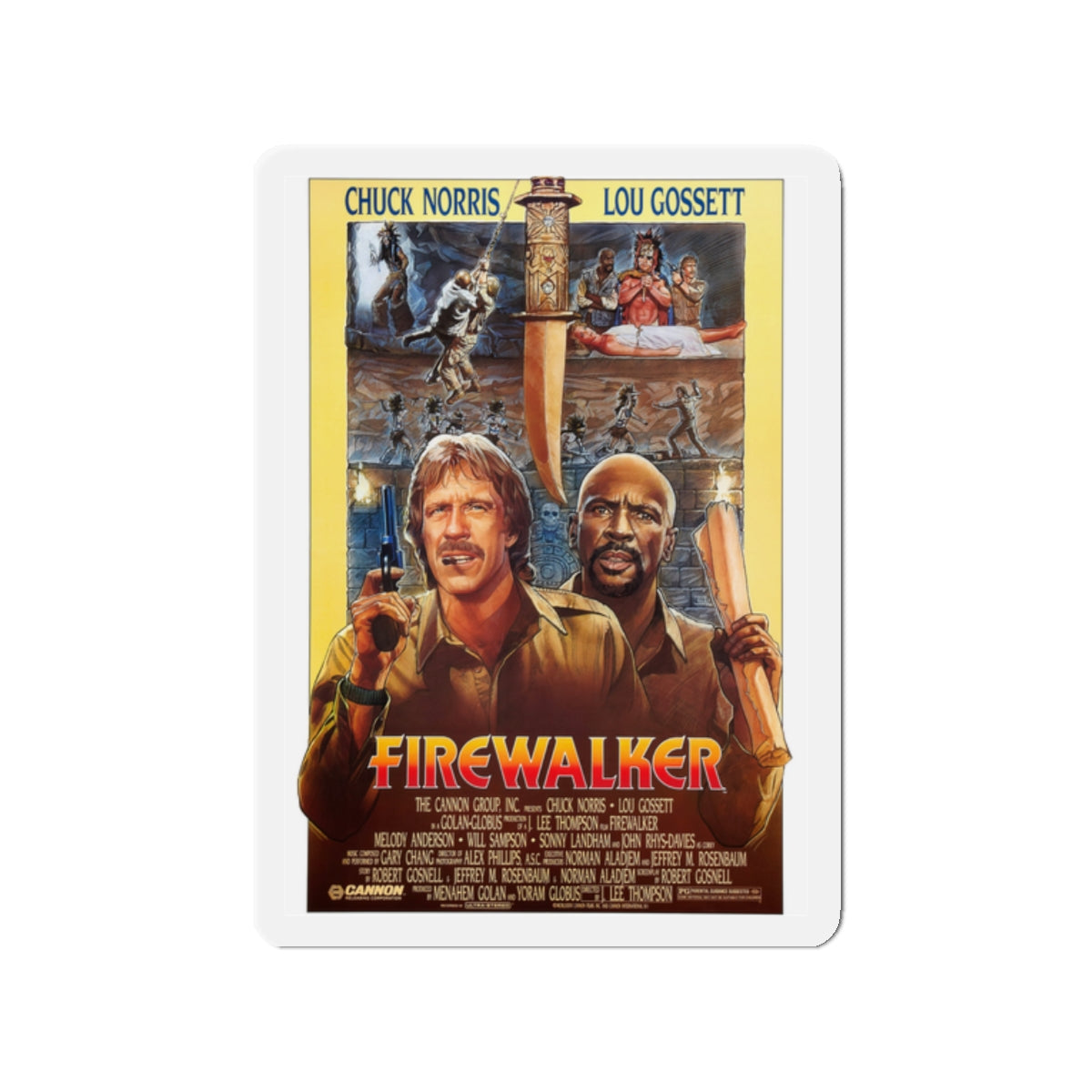 FIREWALKER 1986 Movie Poster - Die-Cut Magnet-2" x 2"-The Sticker Space