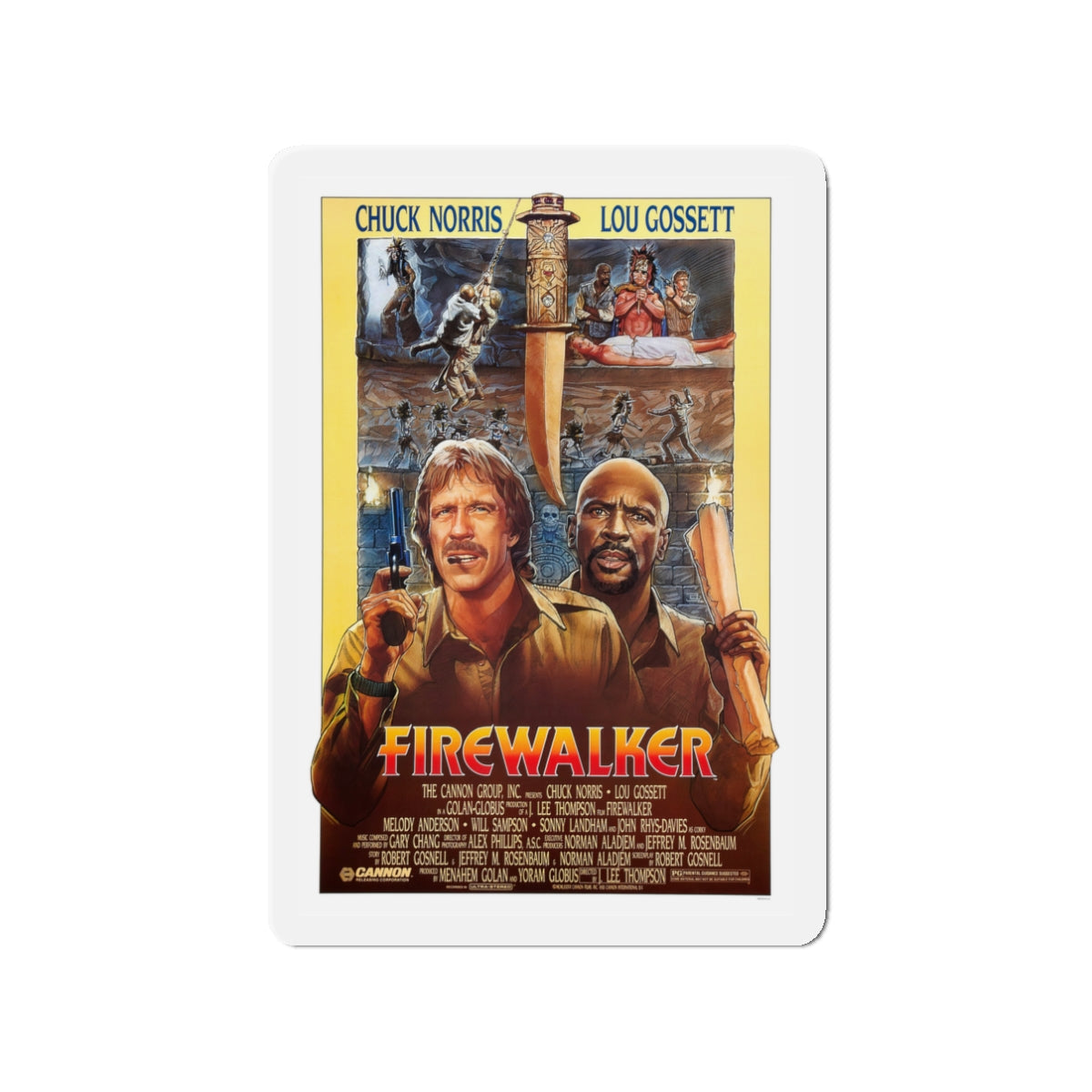 FIREWALKER 1986 Movie Poster - Die-Cut Magnet-3" x 3"-The Sticker Space