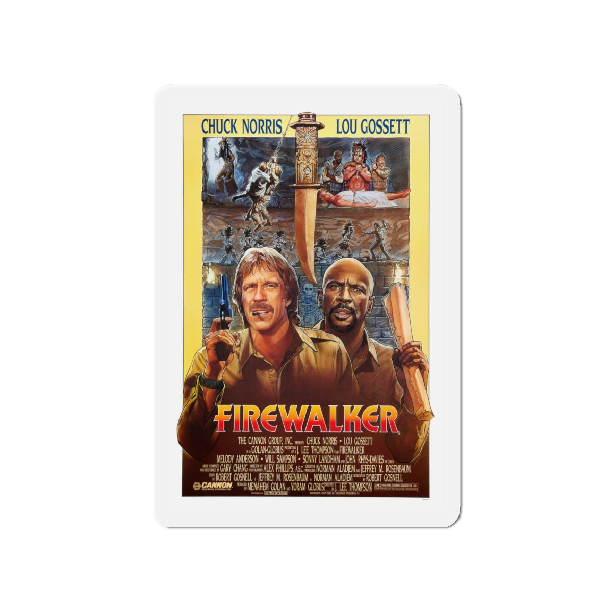 FIREWALKER 1986 Movie Poster - Die-Cut Magnet-4" x 4"-The Sticker Space