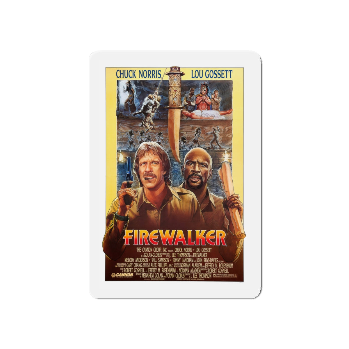 FIREWALKER 1986 Movie Poster - Die-Cut Magnet-5" x 5"-The Sticker Space