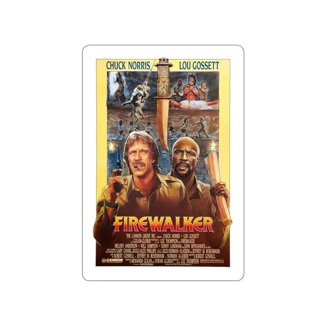 FIREWALKER 1986 Movie Poster STICKER Vinyl Die-Cut Decal 5 Inch - The Sticker Space