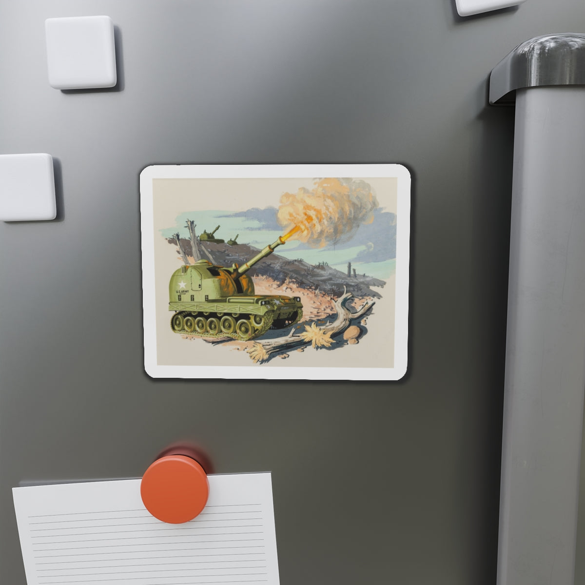 Firing Tank, story illustration, 1959 (Magazine Illustration) Refrigerator Magnet-The Sticker Space